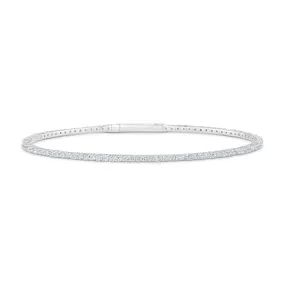 14K White Gold 1ctw Diamond Flex Bangle