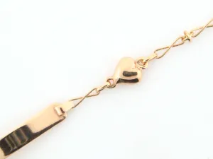 Portuguese Gold 19.2 Karat Hearts Kids ID Bracelet