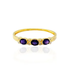 Amethyst & Diamond Bangle Bracelet (14K)