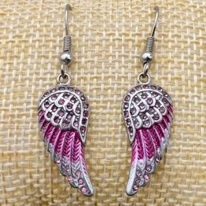 Angel Wings Mini Earrings - Pink Bling - SK2538E