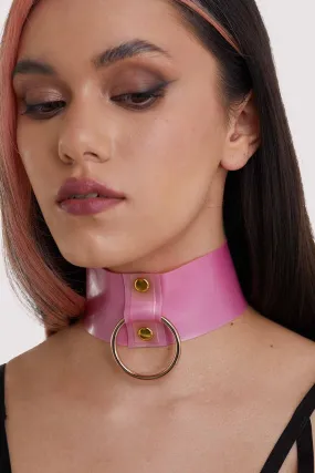 Bettie Page Pink Latex Ring Choker