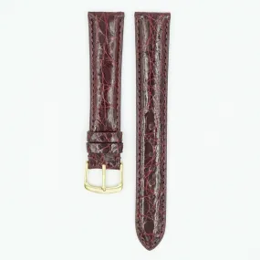 Caiman Padded Burgundy Crocodile Watch Band