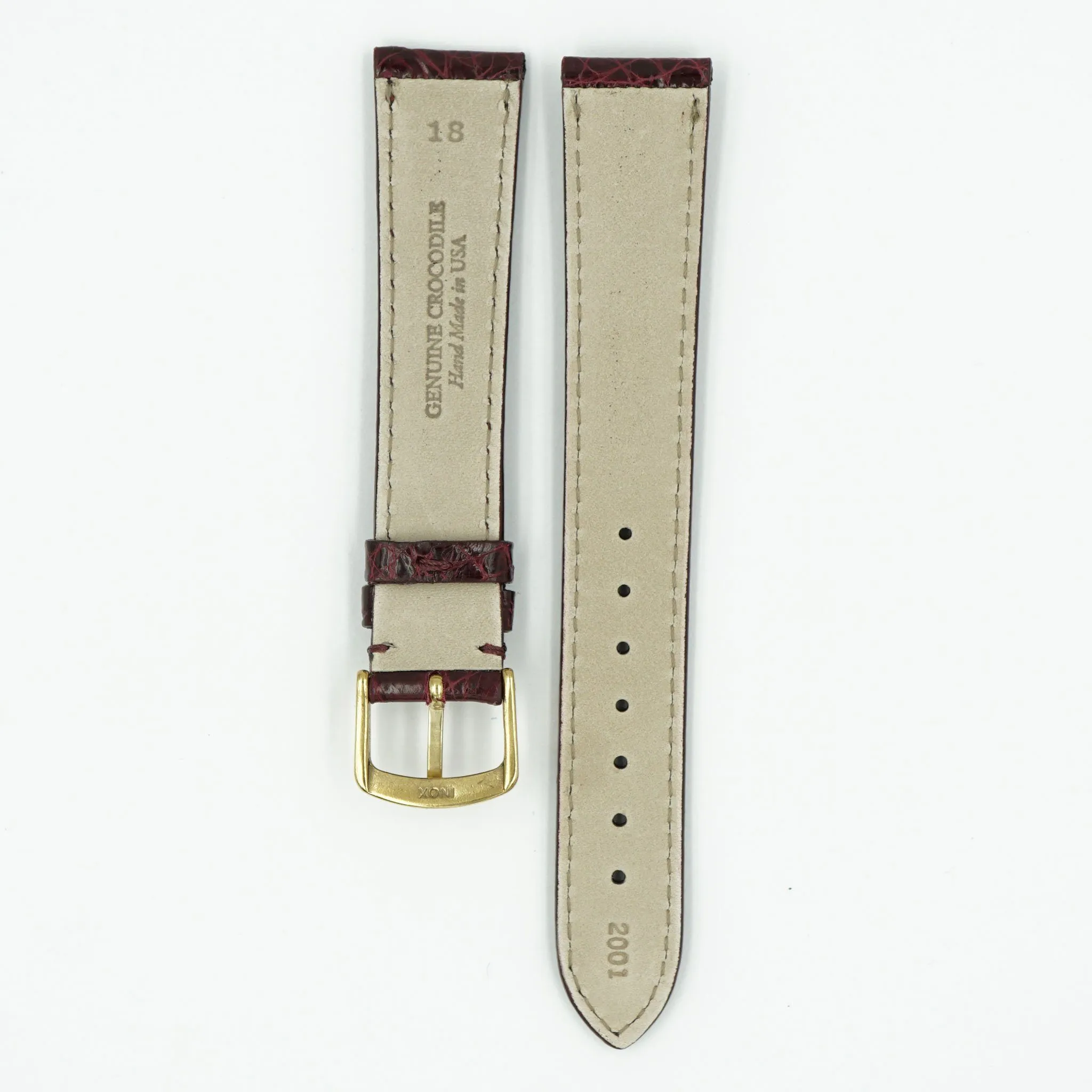 Caiman Padded Burgundy Crocodile Watch Band