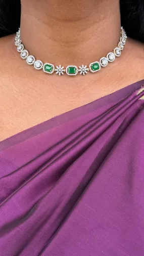 Classy Green Stone Round Choker Set