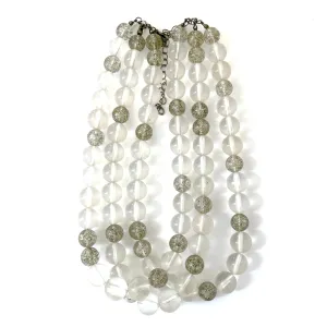 Clear Transparent Glitter Speckled Beaded Morgan Necklace