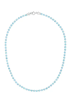 Crystal Choker in Silver - Aqua