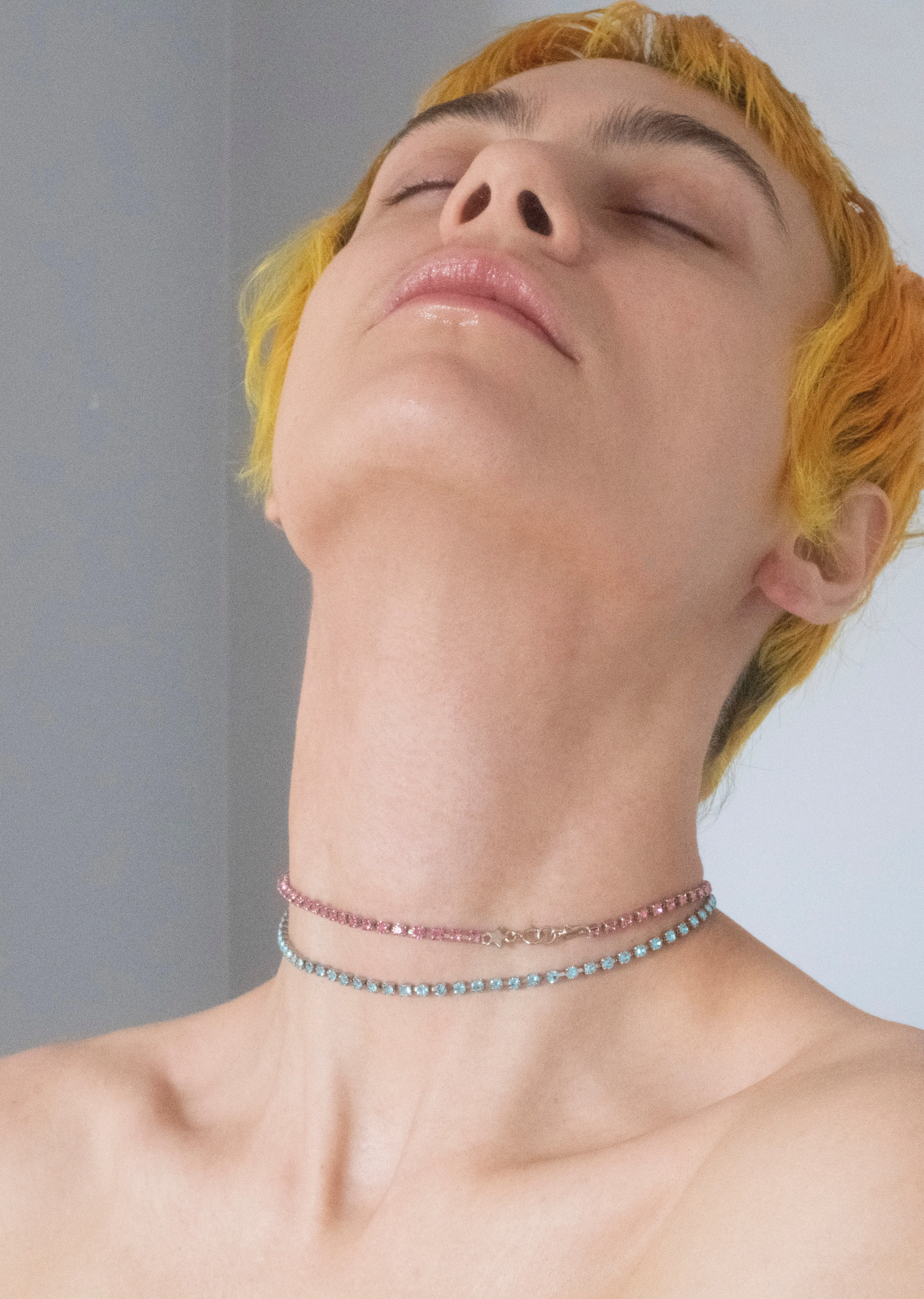 Crystal Choker in Silver - Aqua