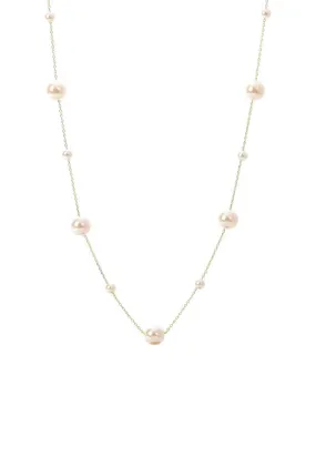 Dara Pearl White Choker Chain Necklace in Gold