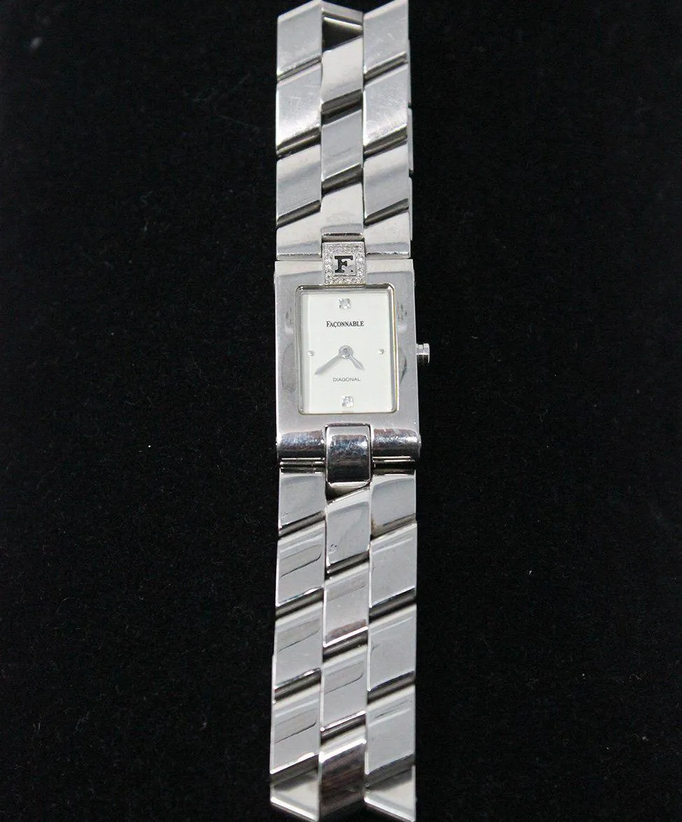 Faconnable Stainless Steel Watch w/ Diamonds