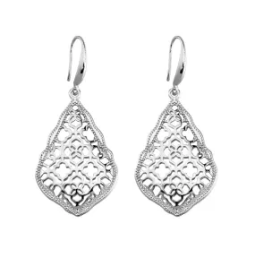 Filigree Drop Earrings Silver