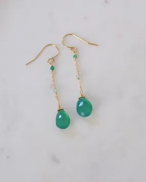 Green onyx mix drop earrings