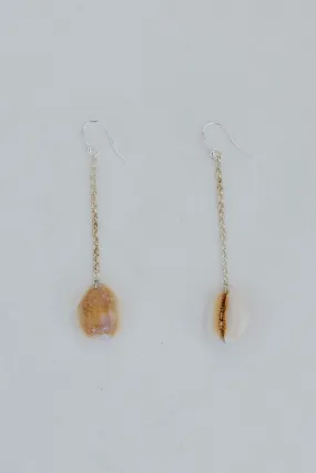 Shell Drop Chain Earrings | Cowrie Shell