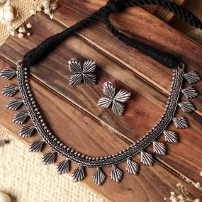 Teejh Aaloka Silver Oxidised  Choker Necklace Set