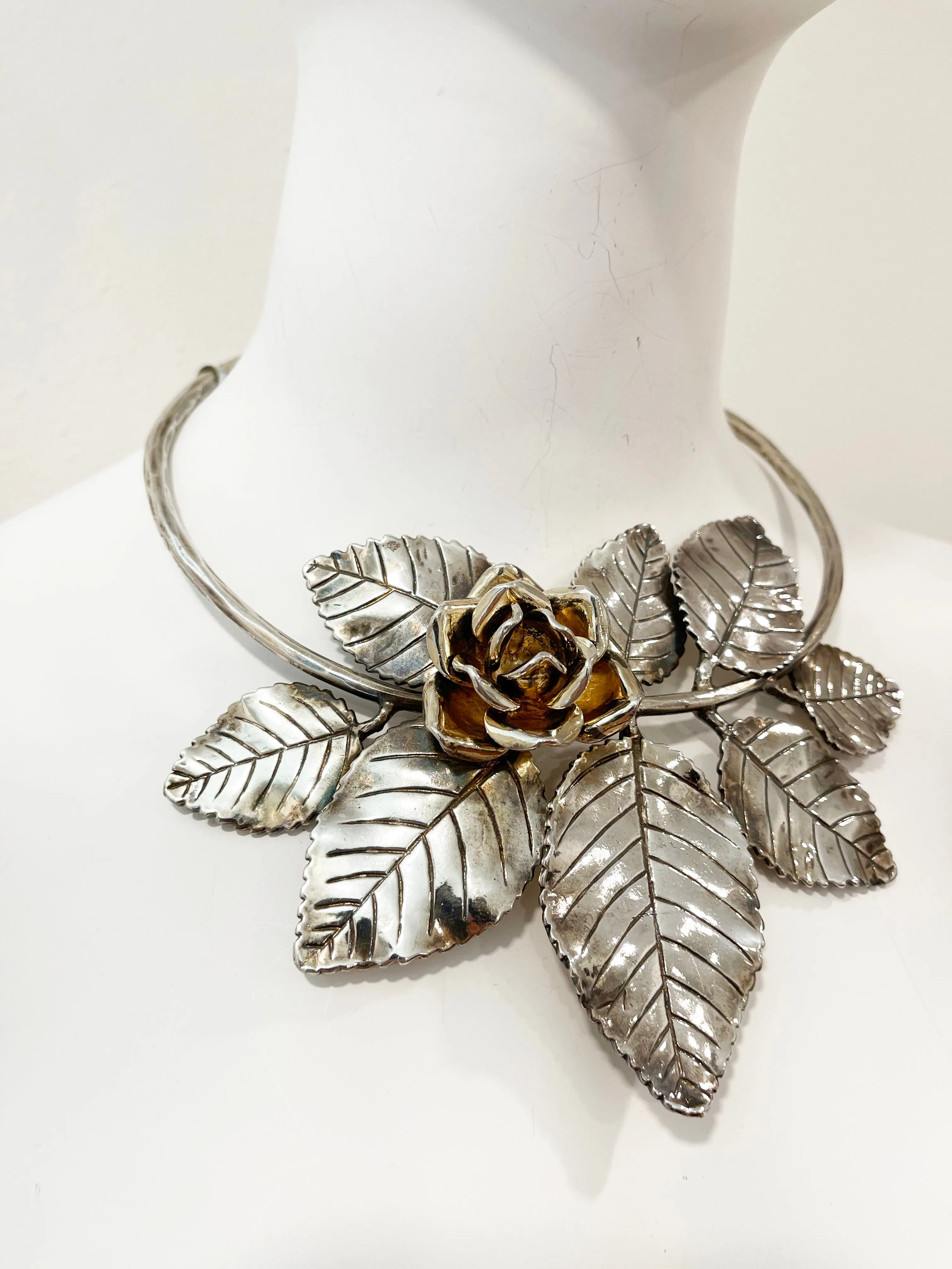 YVES SAINT LAURENT Large Metal Rose Choker